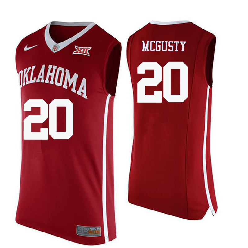 Oklahoma Sooners #20 Kameron McGusty College Basketball Jerseys-Crimson